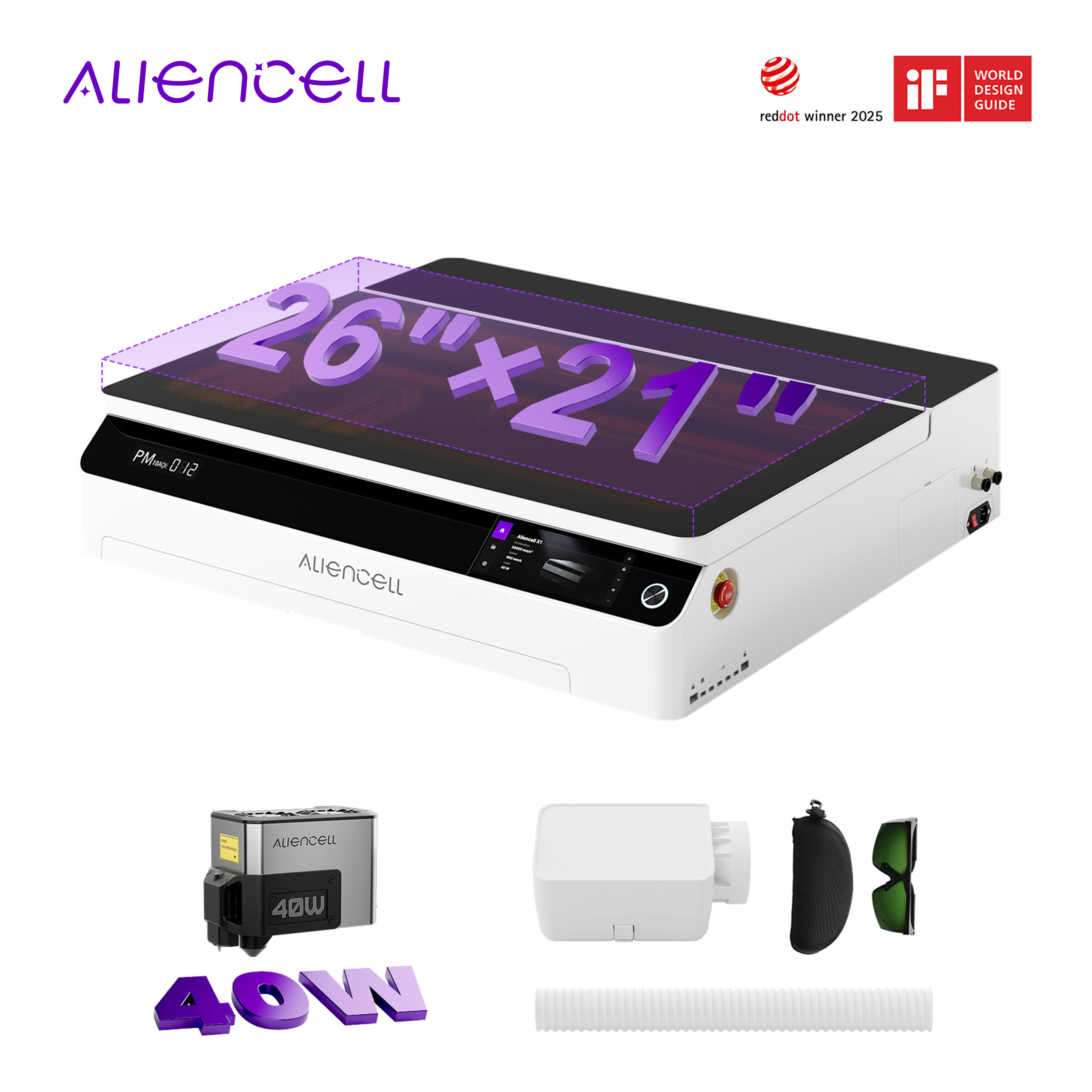 Industrial Laser Fabric Cutting Machine - Aliencell X1 Diode Laser Engraver, Enclosed
