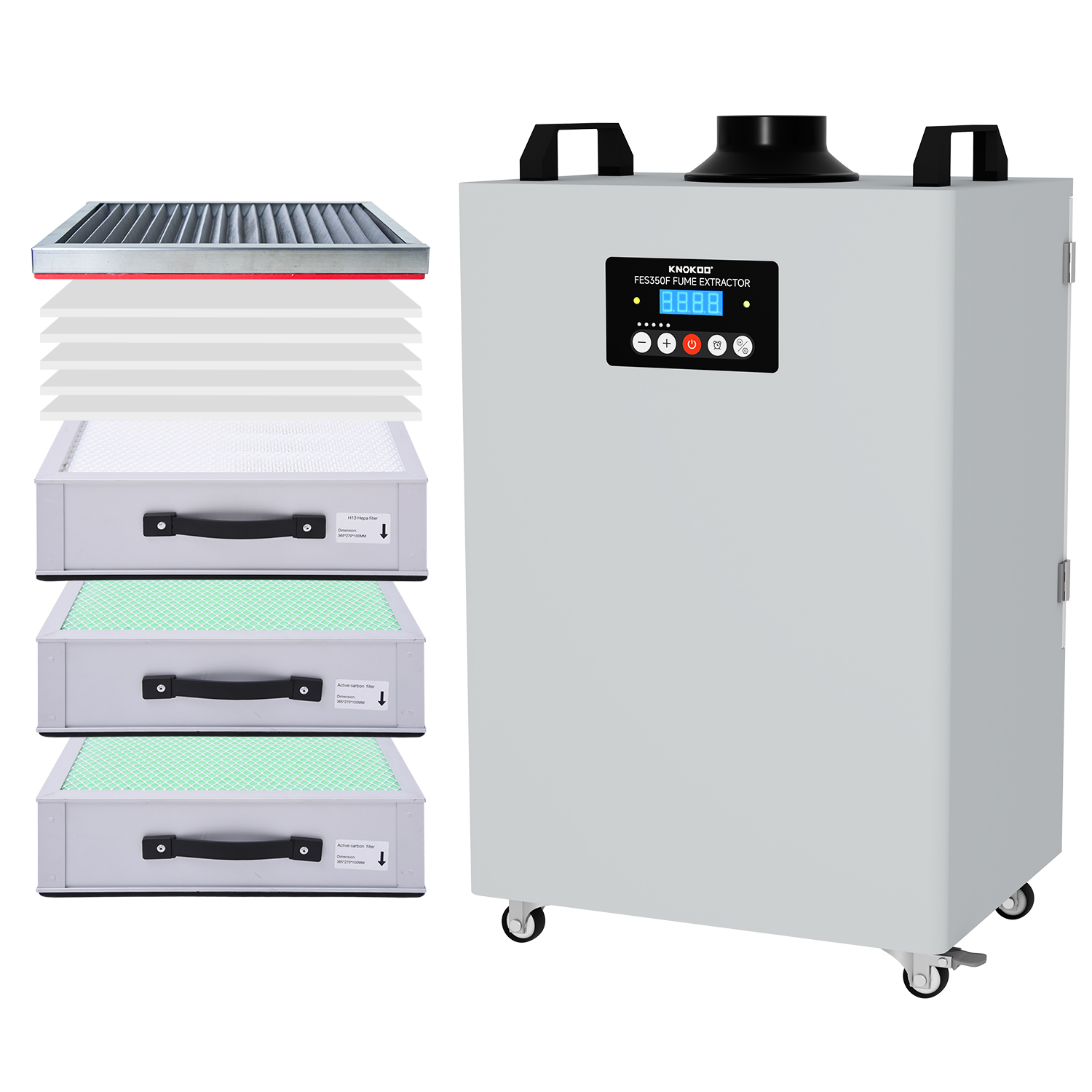 Industrial Laser Fume Extractor - KNOKOO FES350F Industrial Portable 350W Laser