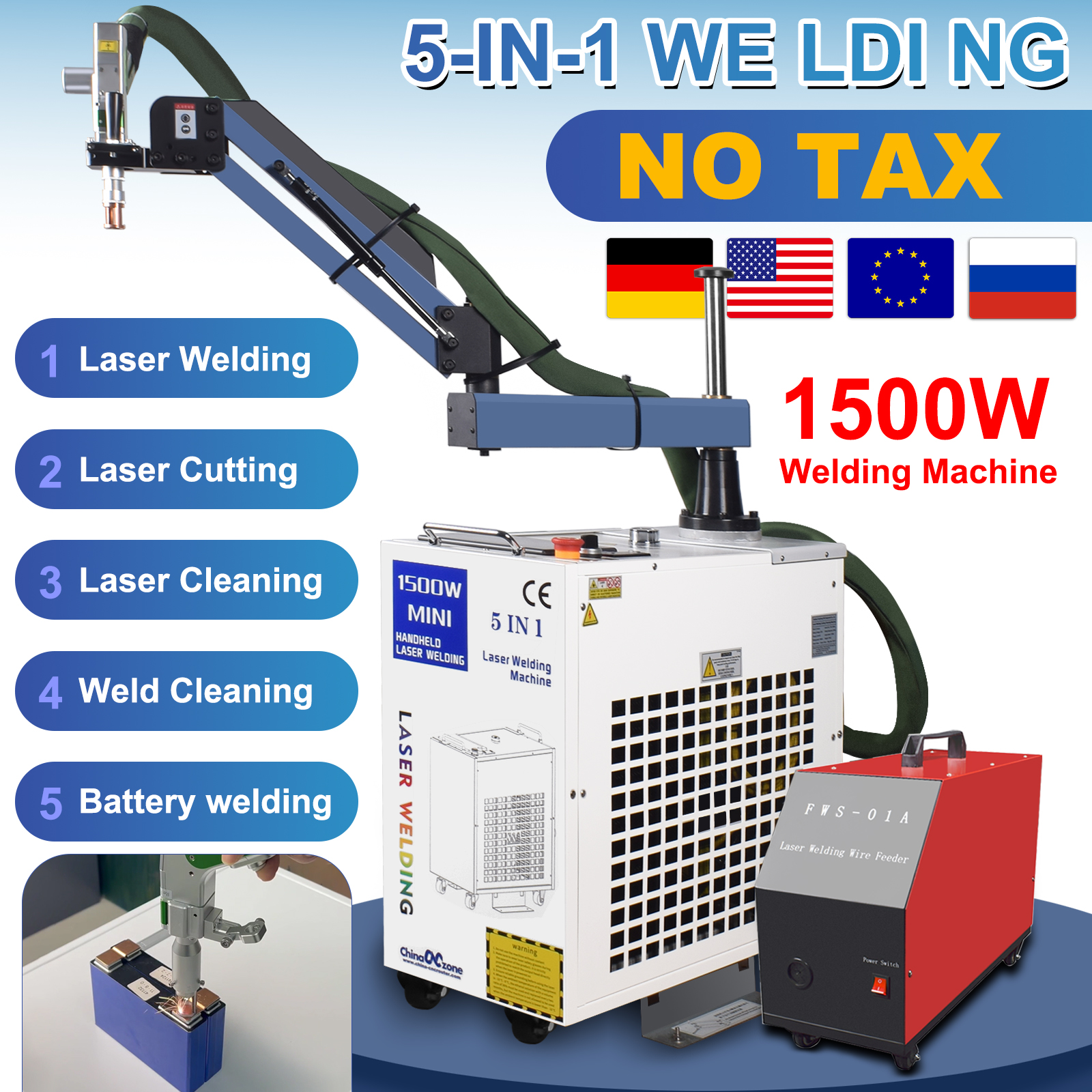 BWT 5 in 1 Fiber Laser Battery - Handheld Laser Welding Machine recensione e prezzo